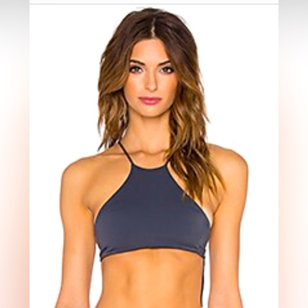 Revolve Indah “Alice” black high-neck bikini top